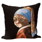 Gobelin Kissen Katze mit Perlenohrring incl Füllung