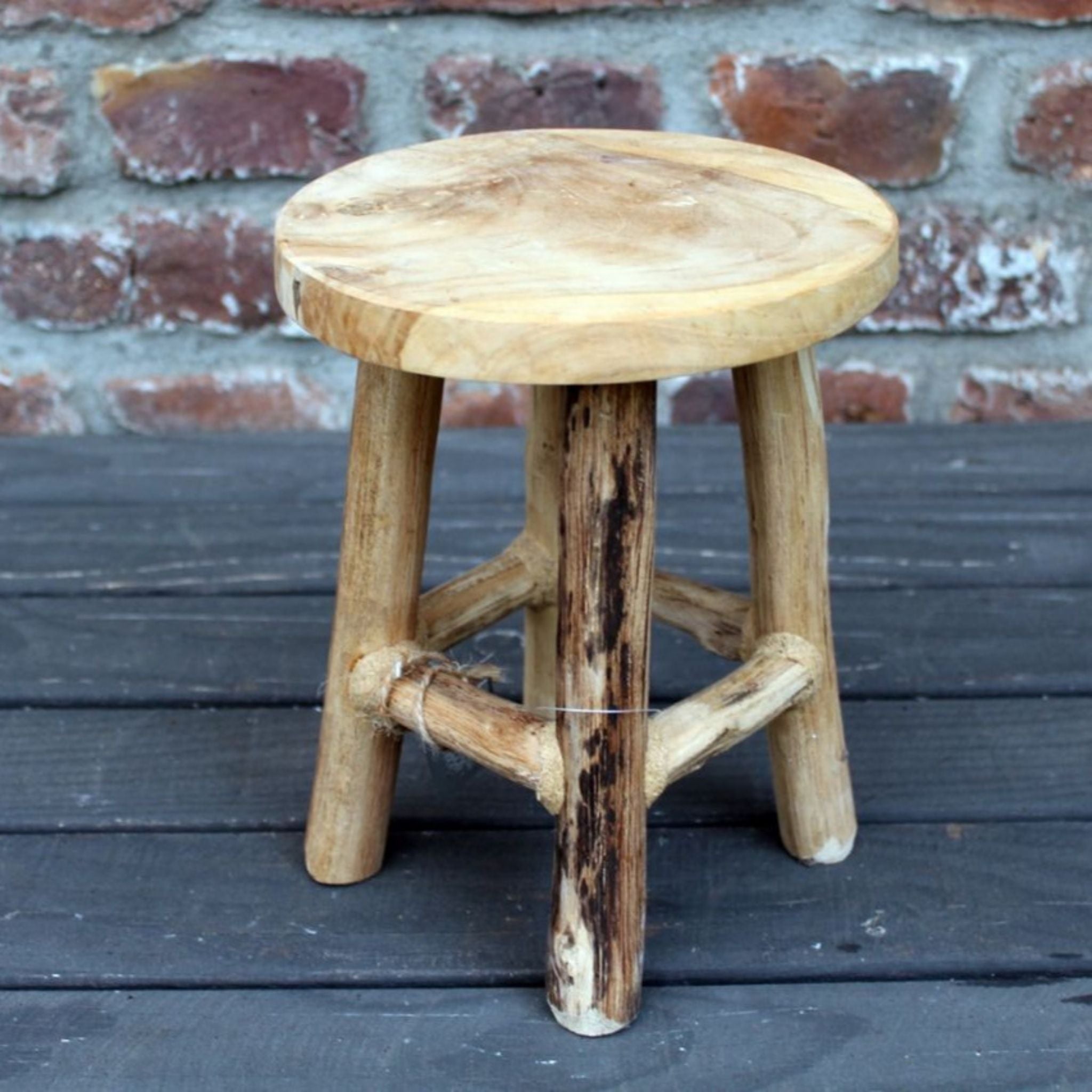 Teak Hocker H22 cm Landhausstil Holz Untersetzer