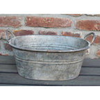 Zink Pflanzkübel oval mit Griffen Vintage 35cm