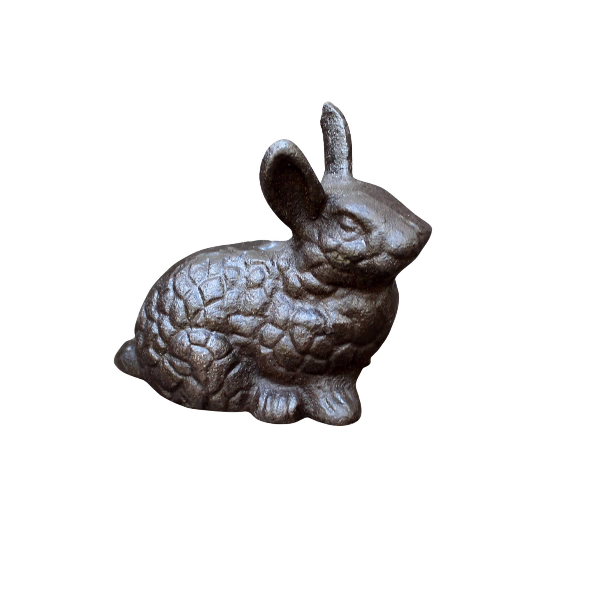 Gartenfigur Hase Gusseisen Antikbraun Landhausstil 11cm