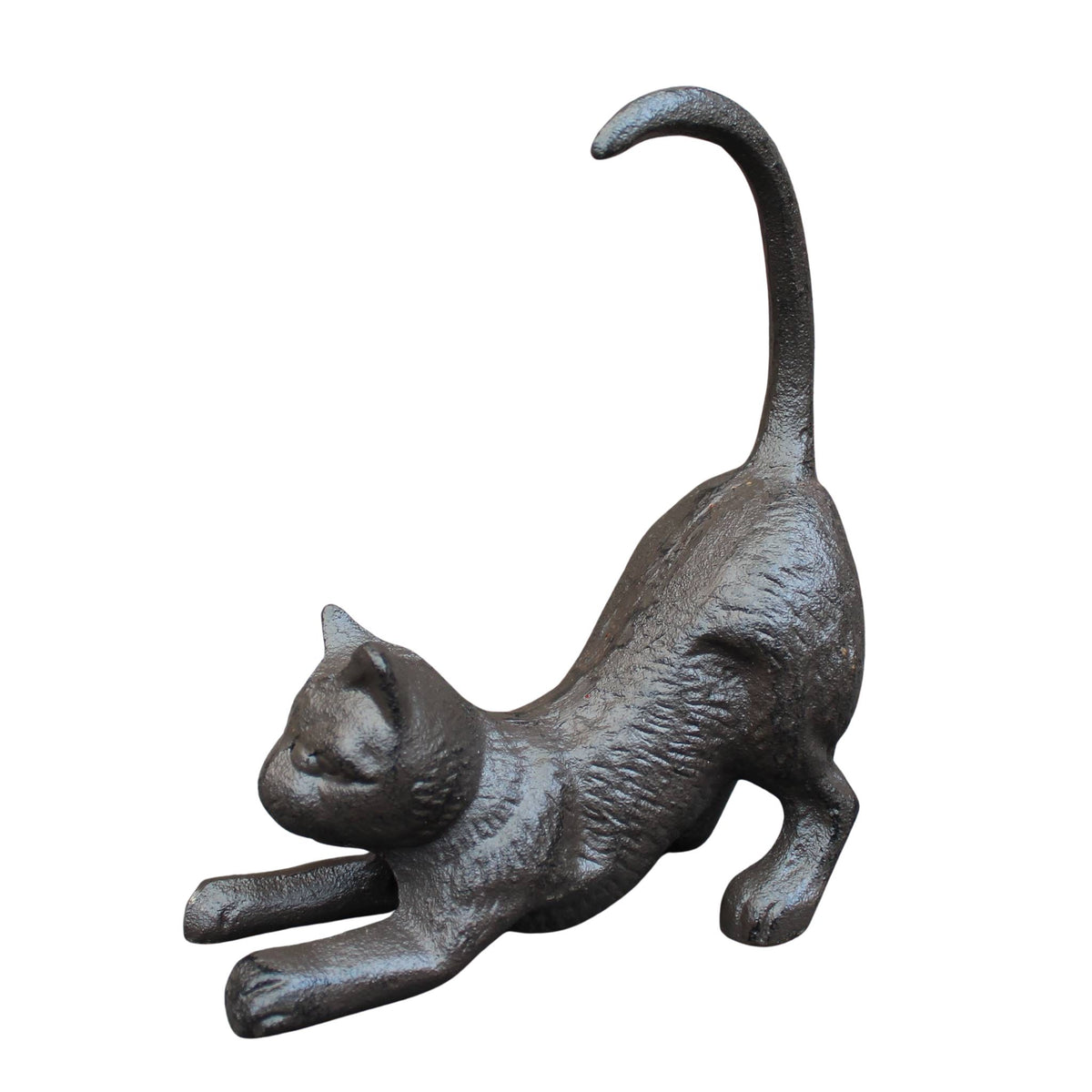 Spielende Katze Dekofigur Gusseisen antikbraun H17cm
