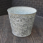 Zink Blumentopf Schmetterling & Herz Vintage-Stil 12cm