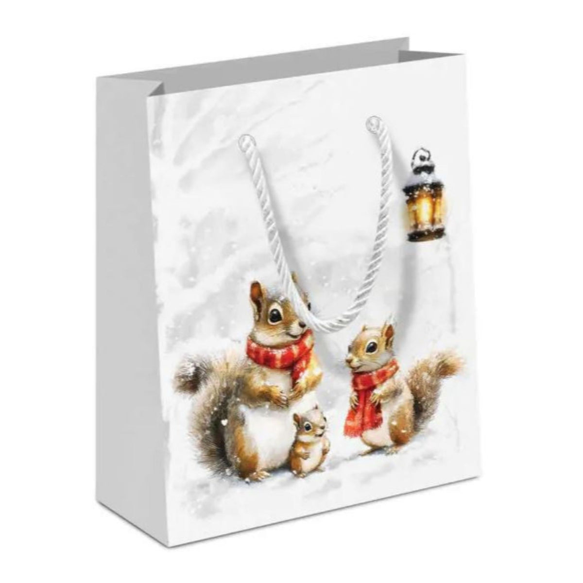 Geschenktasche Weihnachten Eichhörnchen Familie 22 cm