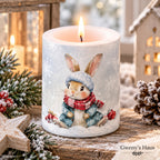 Kerze groß Bugsy Winter Hase Landhausstil