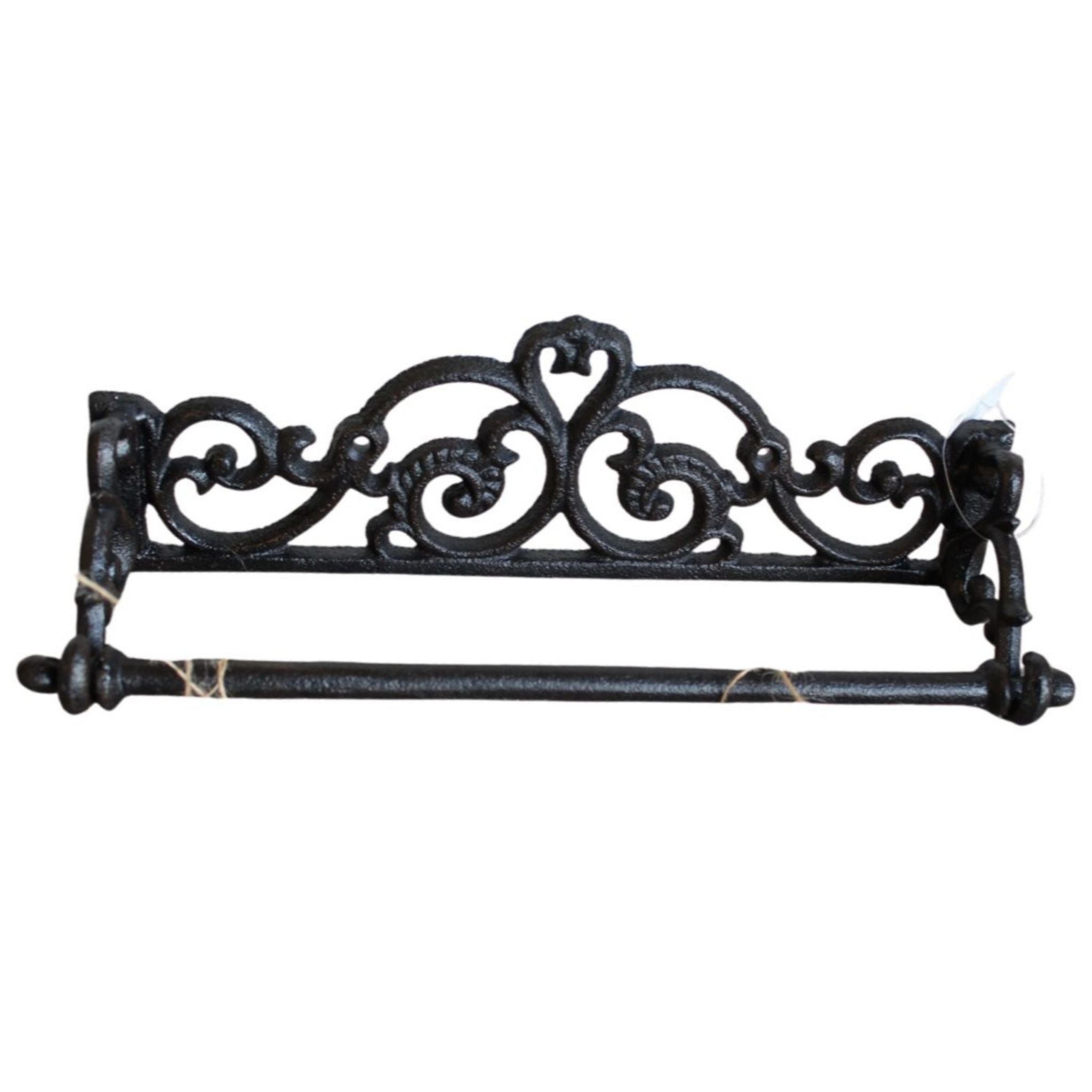 Wand Küchenrollenhalter Gusseisen Antikschwarz im Nostalgie-Stil