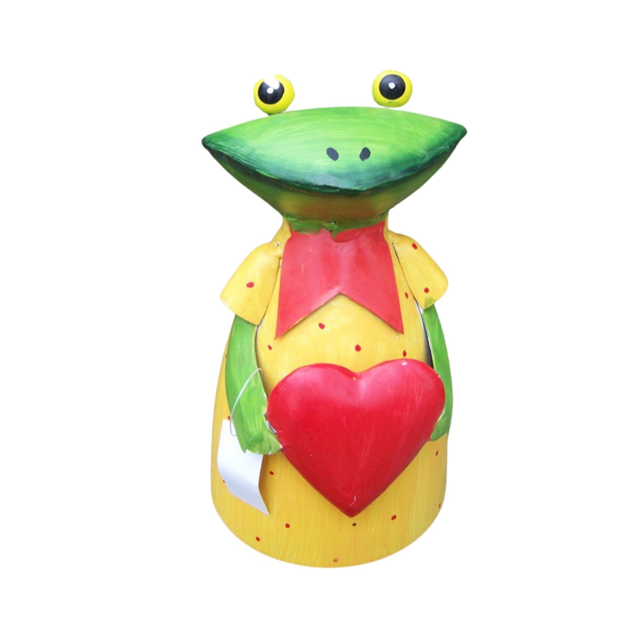 Gartenfigur Zaunhocker Frosch Dame mit Herz Metall 18,5cm