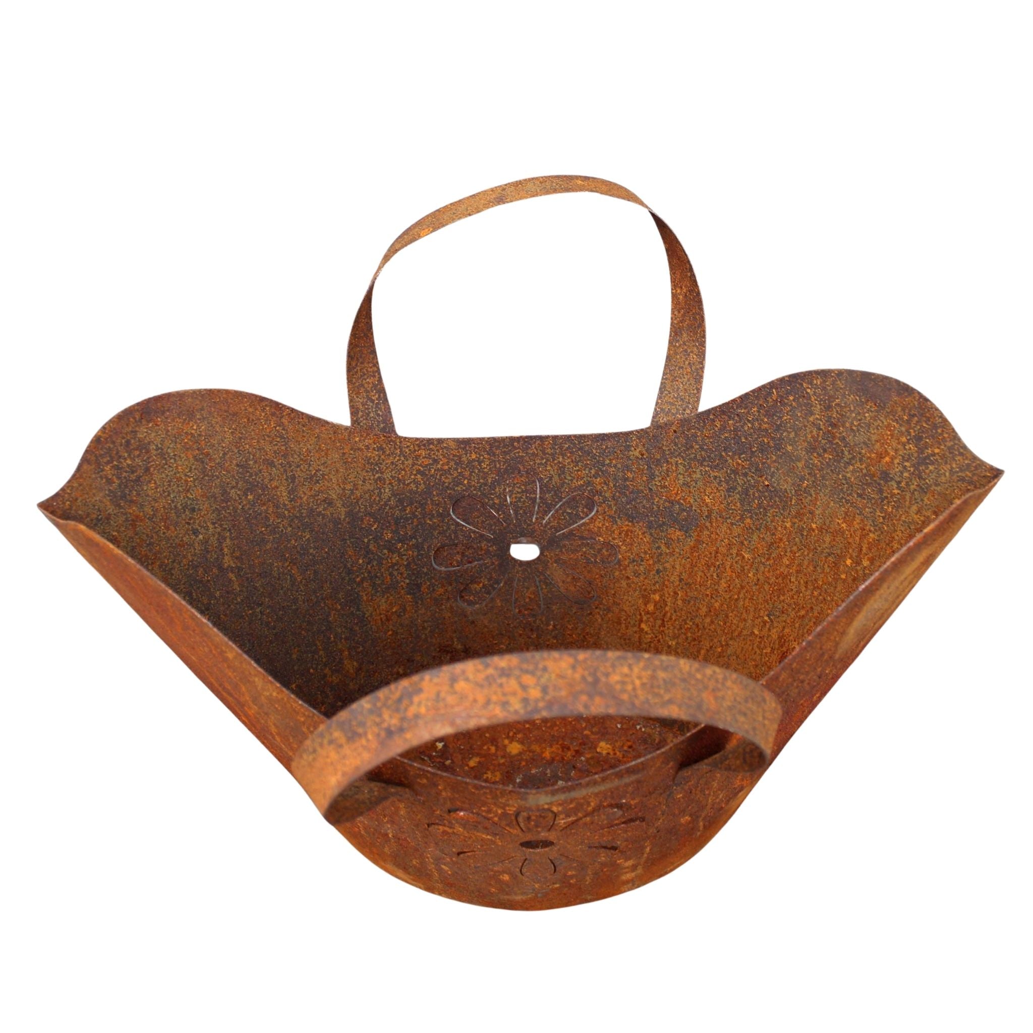 Rost Pflanztasche Dekokorb mit Blüten 42 cm