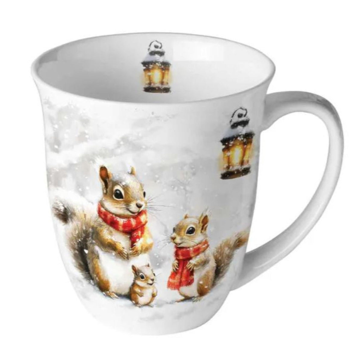 Porzellan Tasse Eichhörnchen Familie Winter 0,4 L