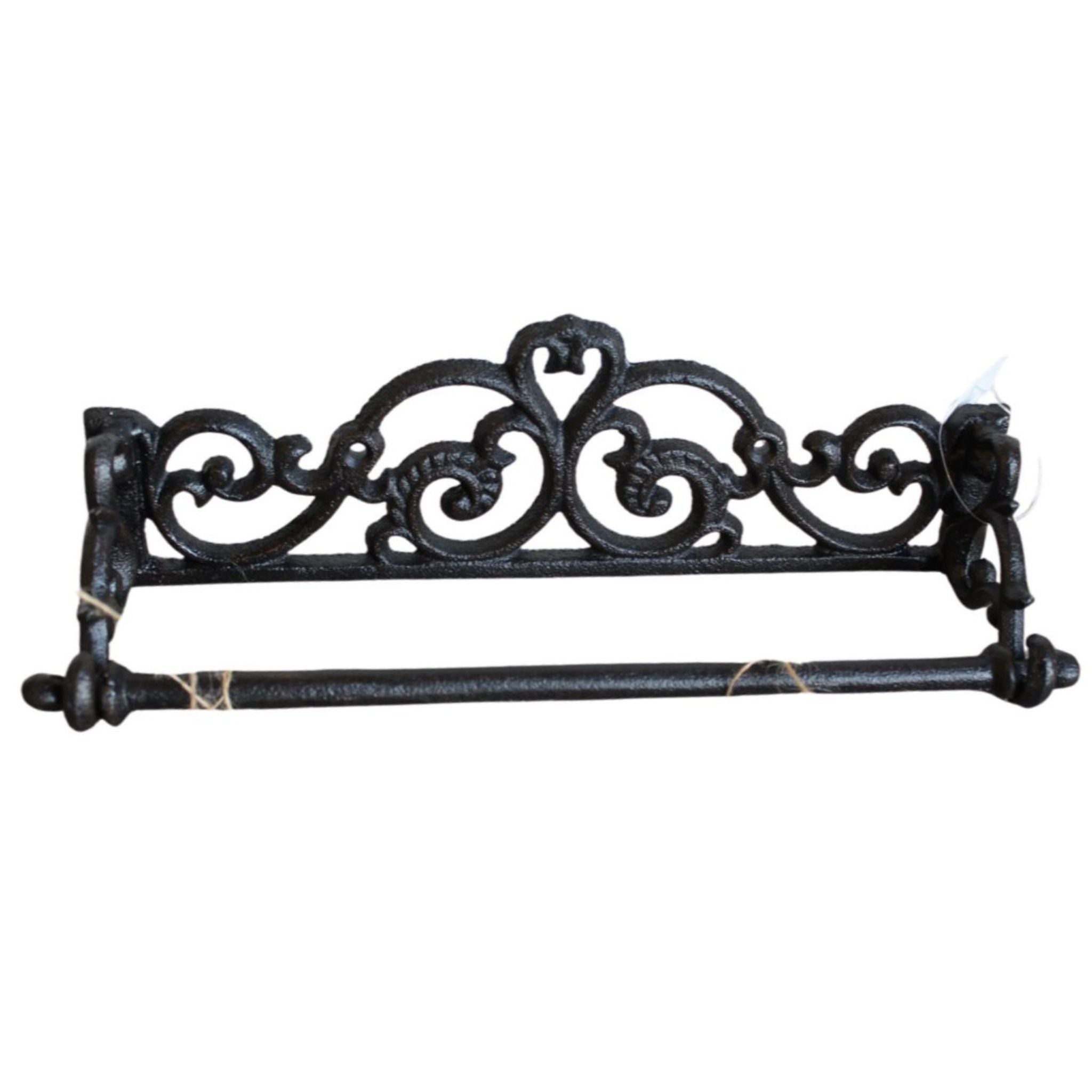Wand Küchenrollenhalter Gusseisen Antikschwarz im Nostalgie-Stil