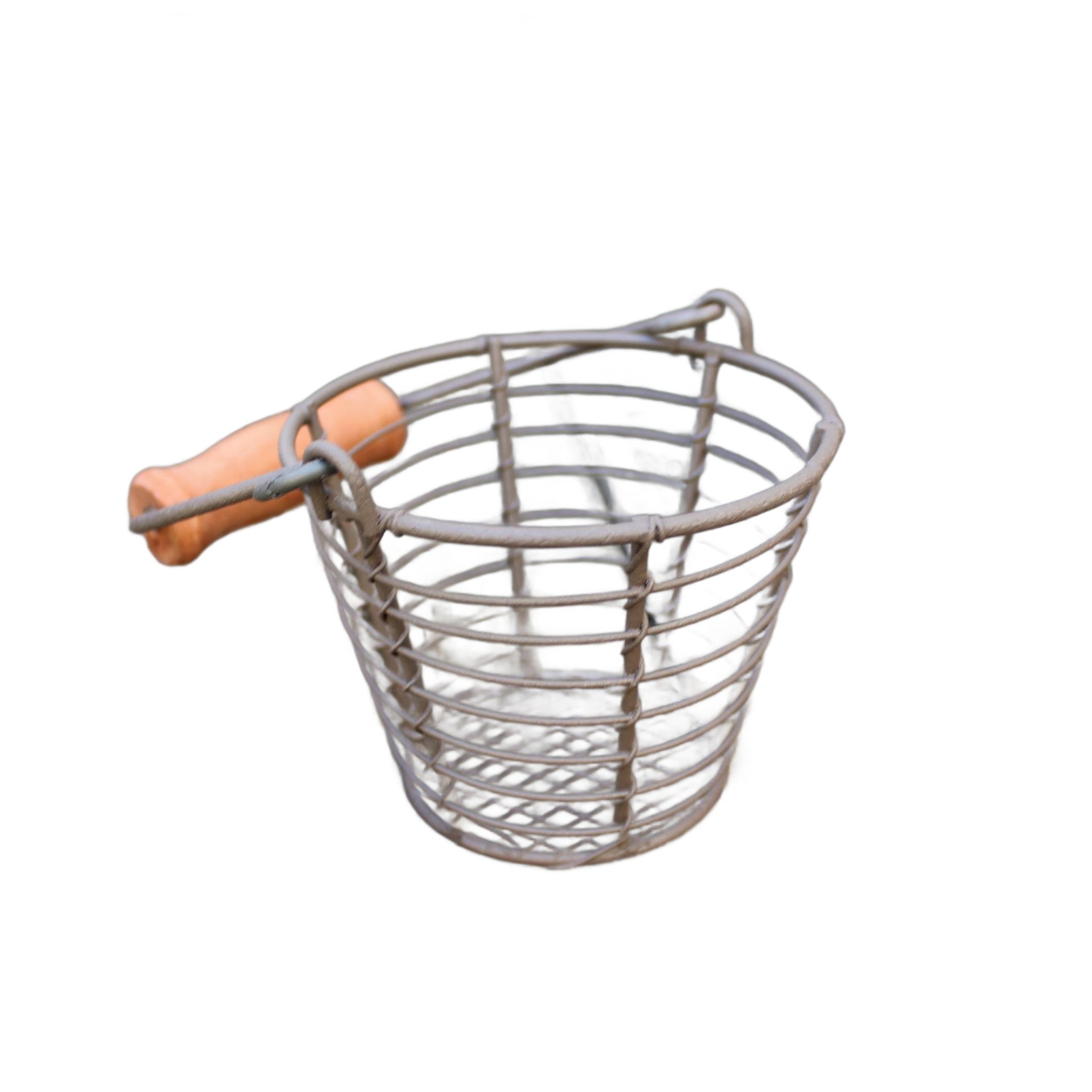Mini Drahtkorb Rustikal mit Holzgriff Landhausstil H7 cm