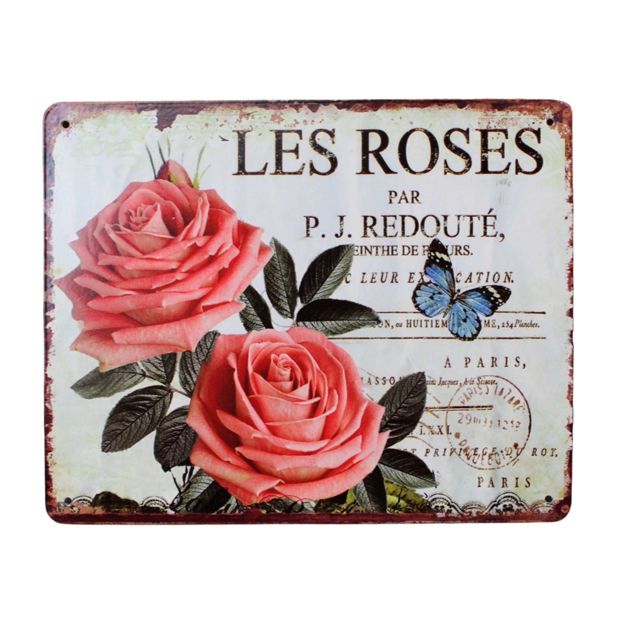 Shabby Blechschild Les Roses
