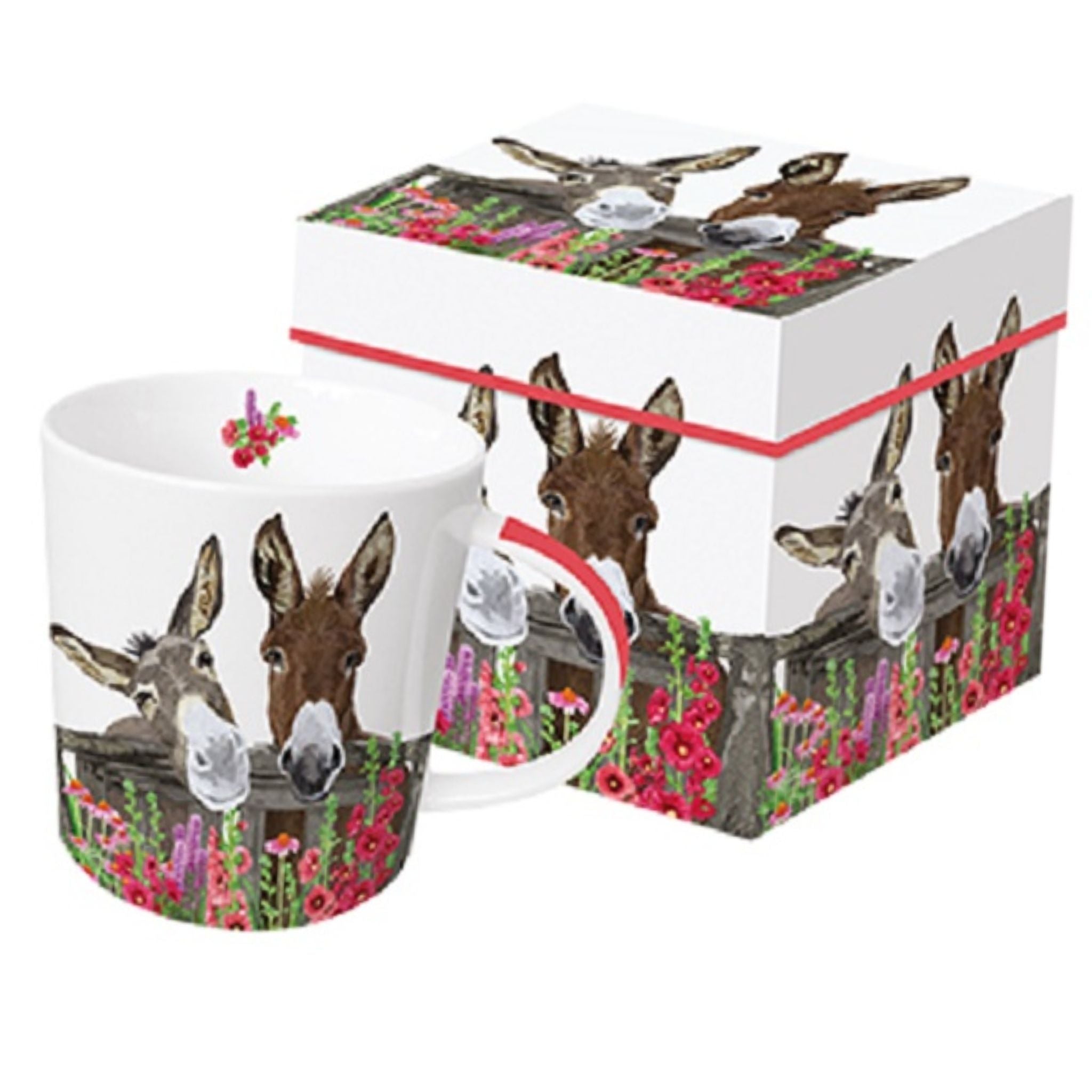 Tasse Henkelbecher Esel Porzellan inkl. Geschenkbox