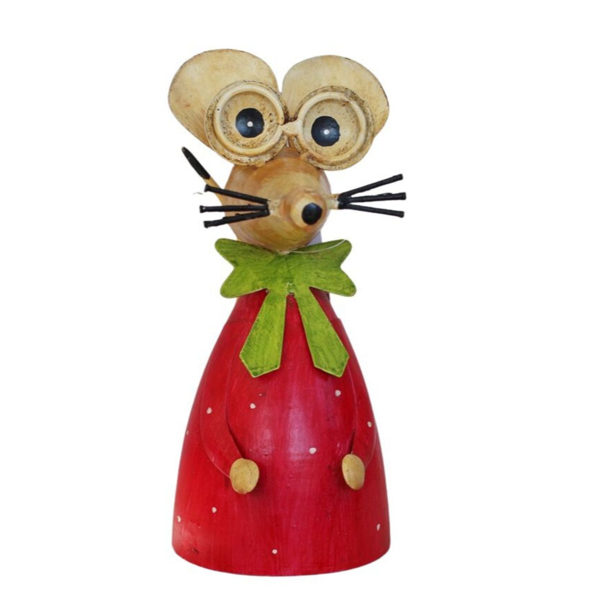 Zaunhocker Maus rot mit Schleife