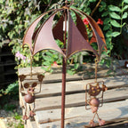 Rost Windspiel Katz' und Maus Gartendeko Gartenstecker
