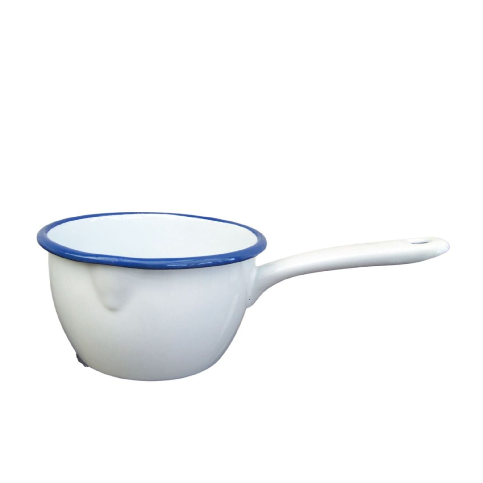 Emaille Stieltopf Weiß Blau im Landhausstil 0,9L