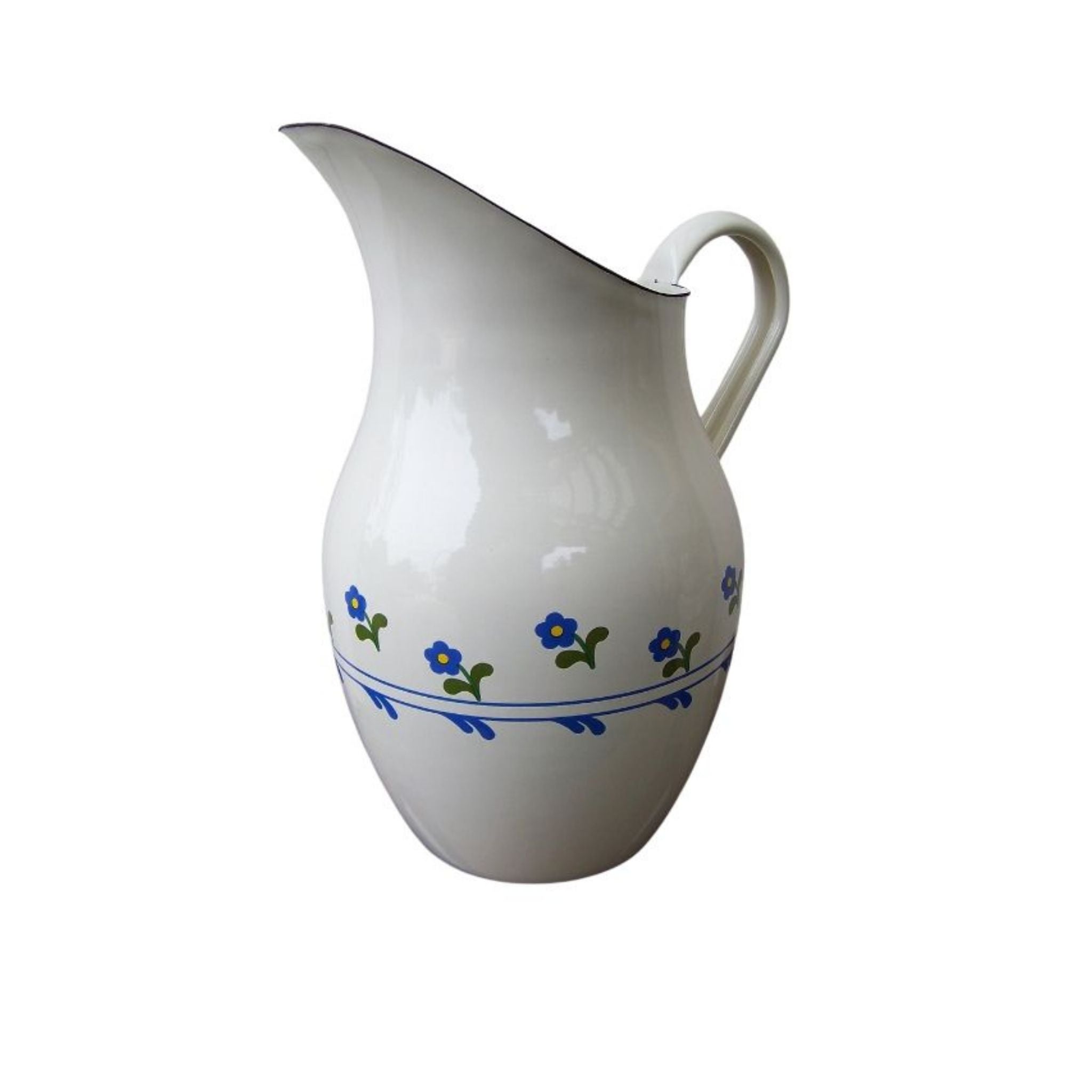 Emaille Krug mit Blumendekor 2,5 l im Landhaus-Look