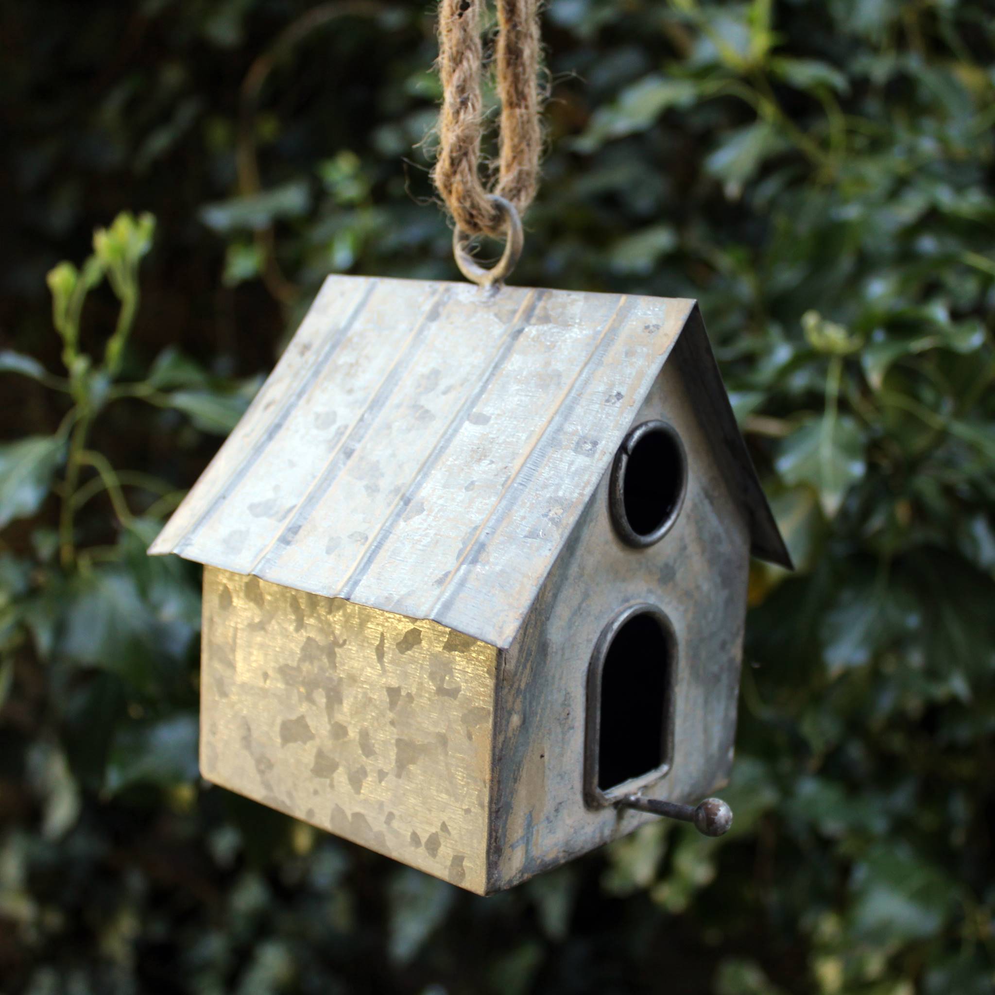 Zink Vogelhaus Rustikal Vintage-Stil H12 cm