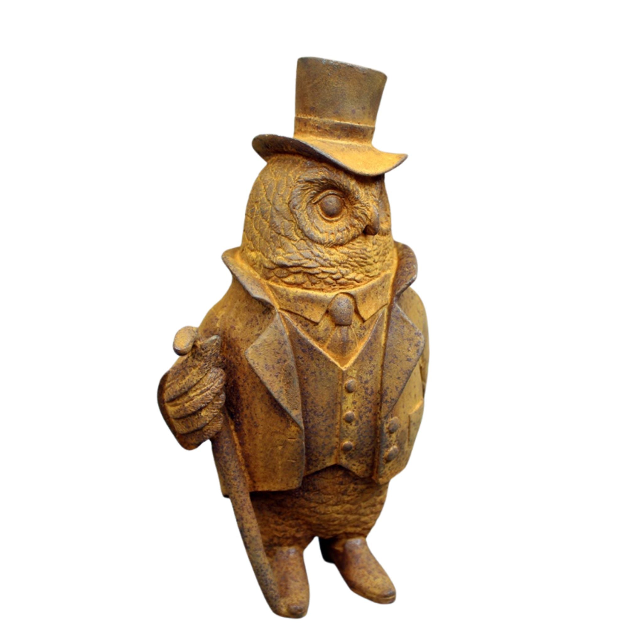 Gartenfigur Herr Eule Rost