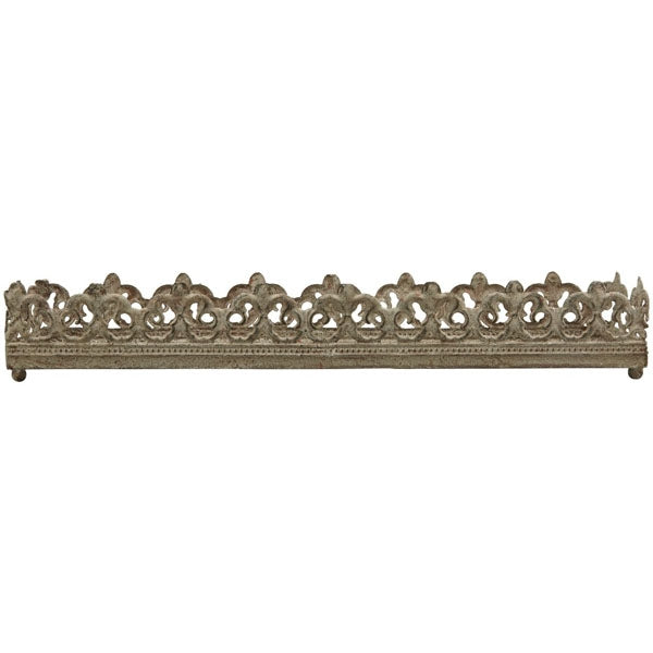 Dekotablett Metall Antikgrau Vintage L 35 cm