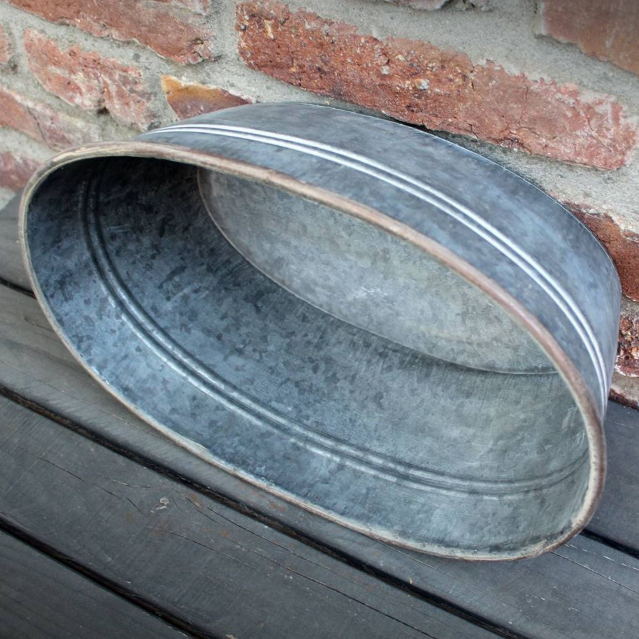 Zink Pflanzschale oval Vintage Landhaus Stil 38cm