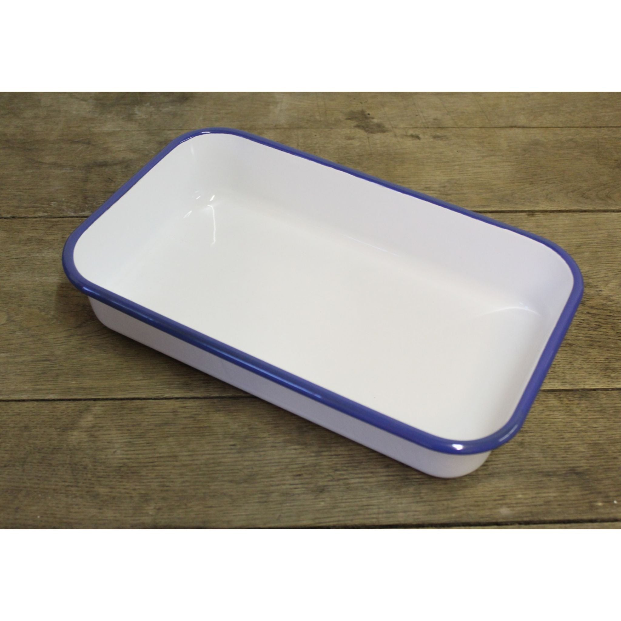 Emaille Auflaufform Weiß Blau im Landhausstil 30cm