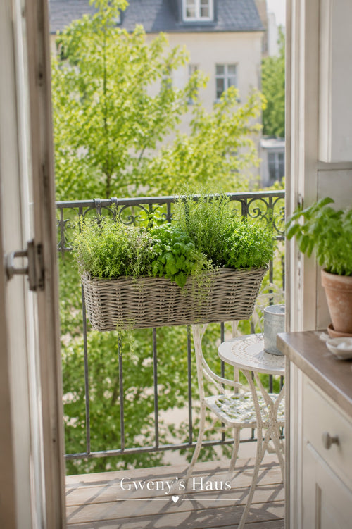 Balkonkasten Rattan grau Landhaus L46cm