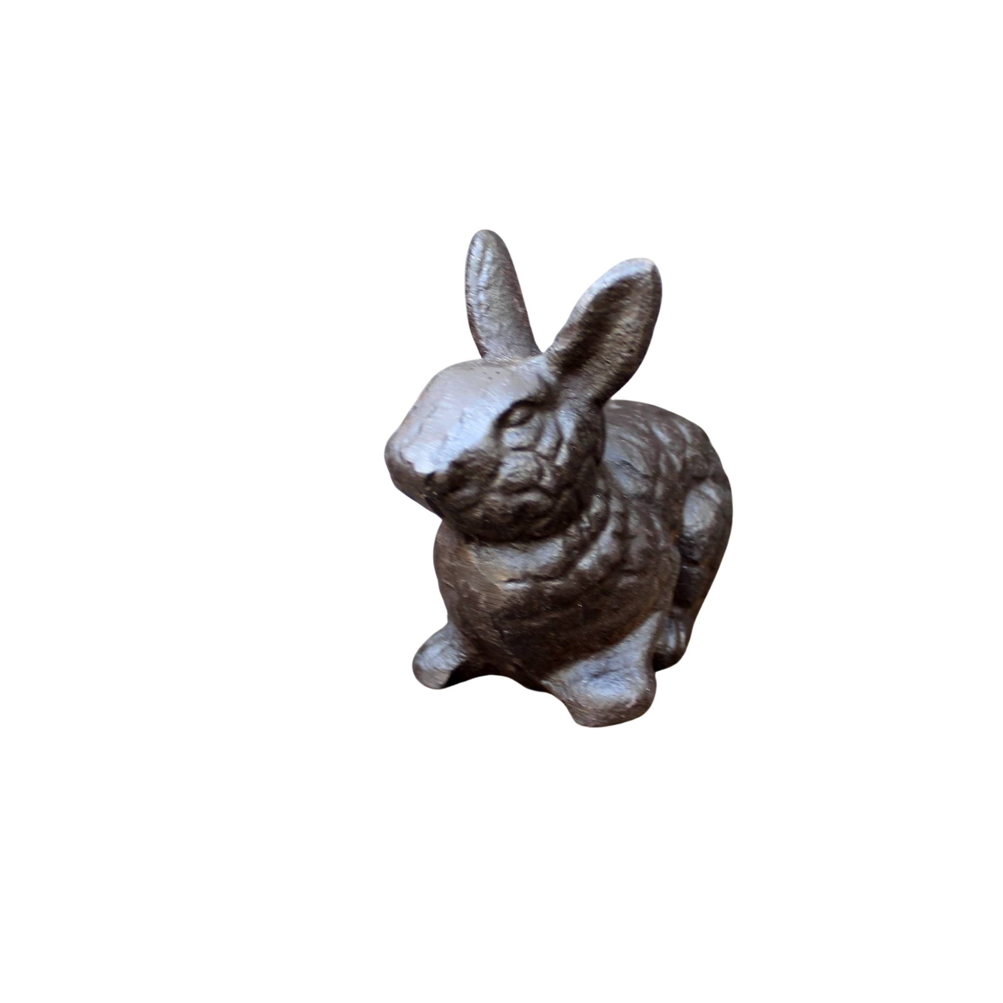 Gartenfigur Hase Gusseisen Antikbraun Landhausstil 11cm