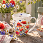 Porzellan Tasse Mohn und Kornblumen 0,4 L