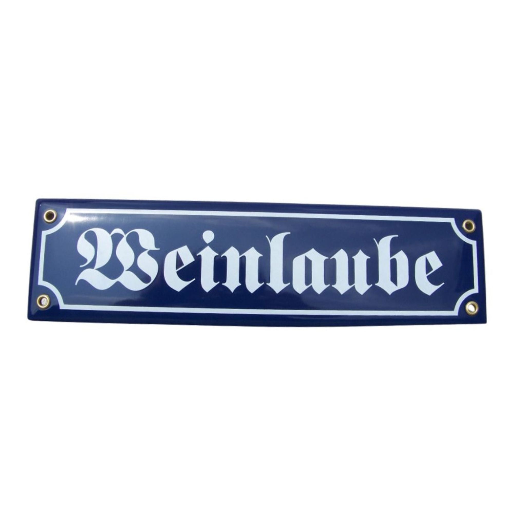 Emaille-Schild Weinlaube Blau Weiß 8x30cm