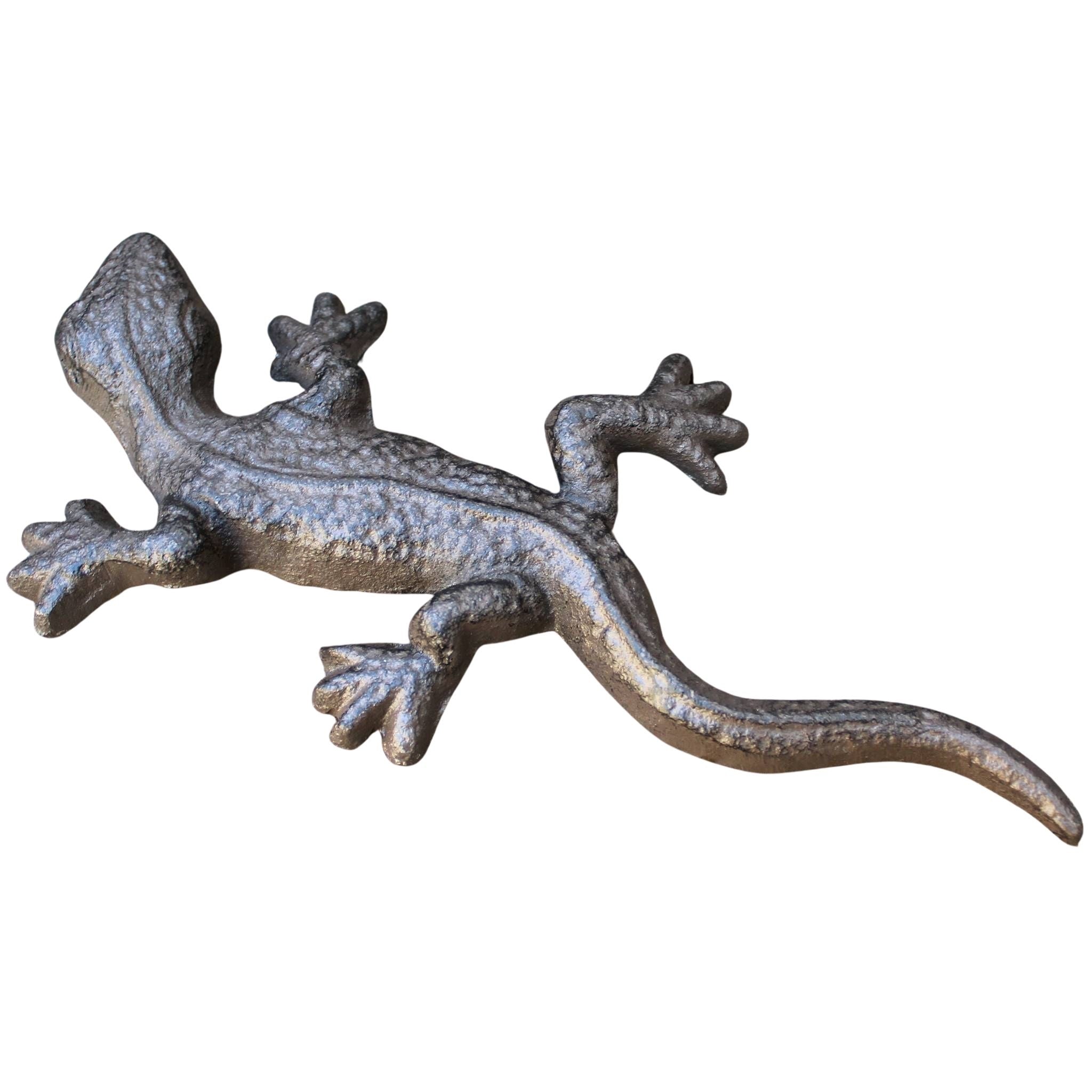 Deko Eidechse aus antikbraunem Gusseisen Gartenfigur 22cm