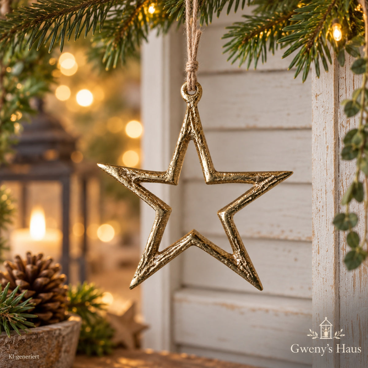 Christbaumschmuck Stern gold zum Aufhängen 9,5 cm