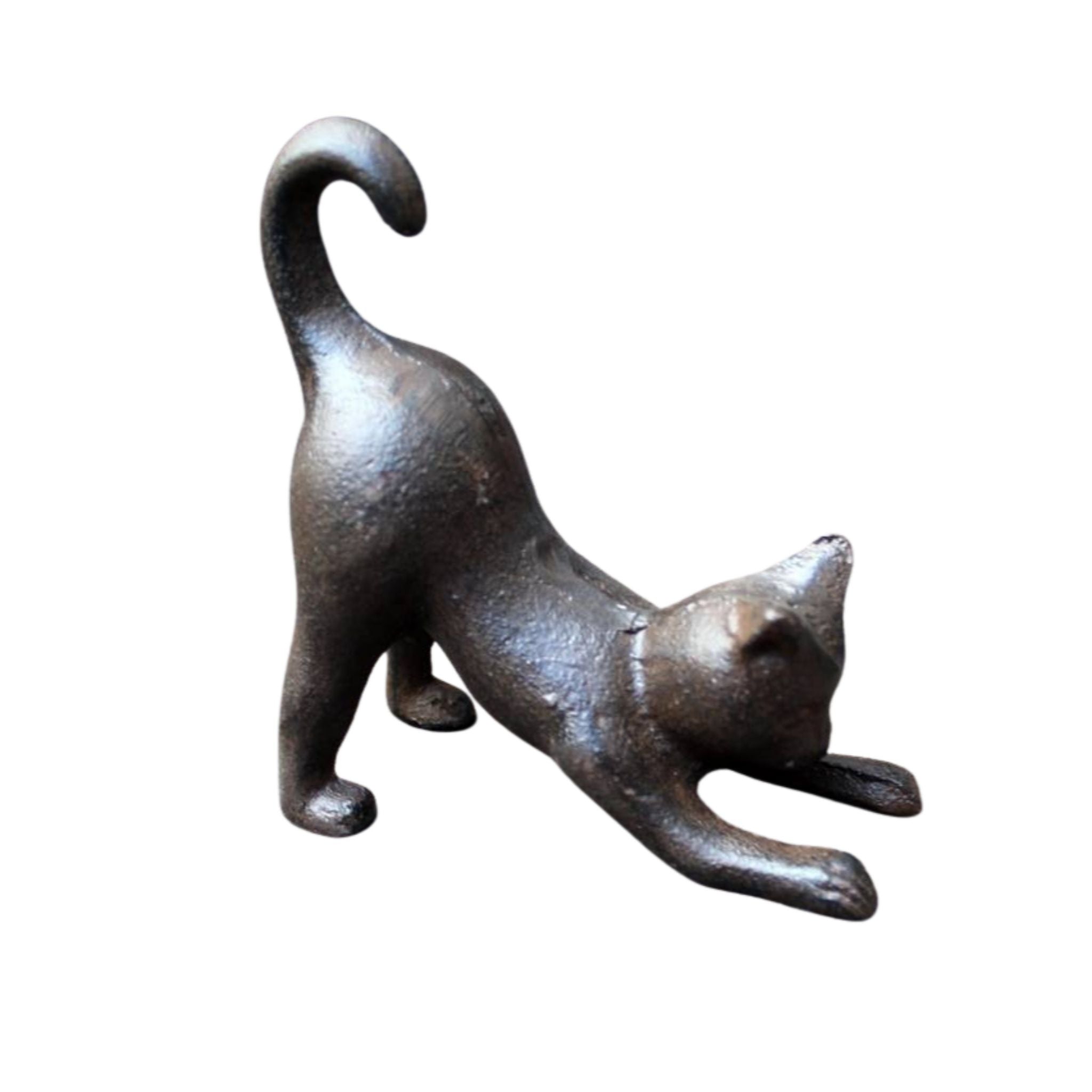 Dekofigur Katze Gusseisen Antikbraun Nostalgie 11cm