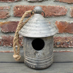 Zink Vogelhaus Rund Rustikal Vintage-Stil H22 cm