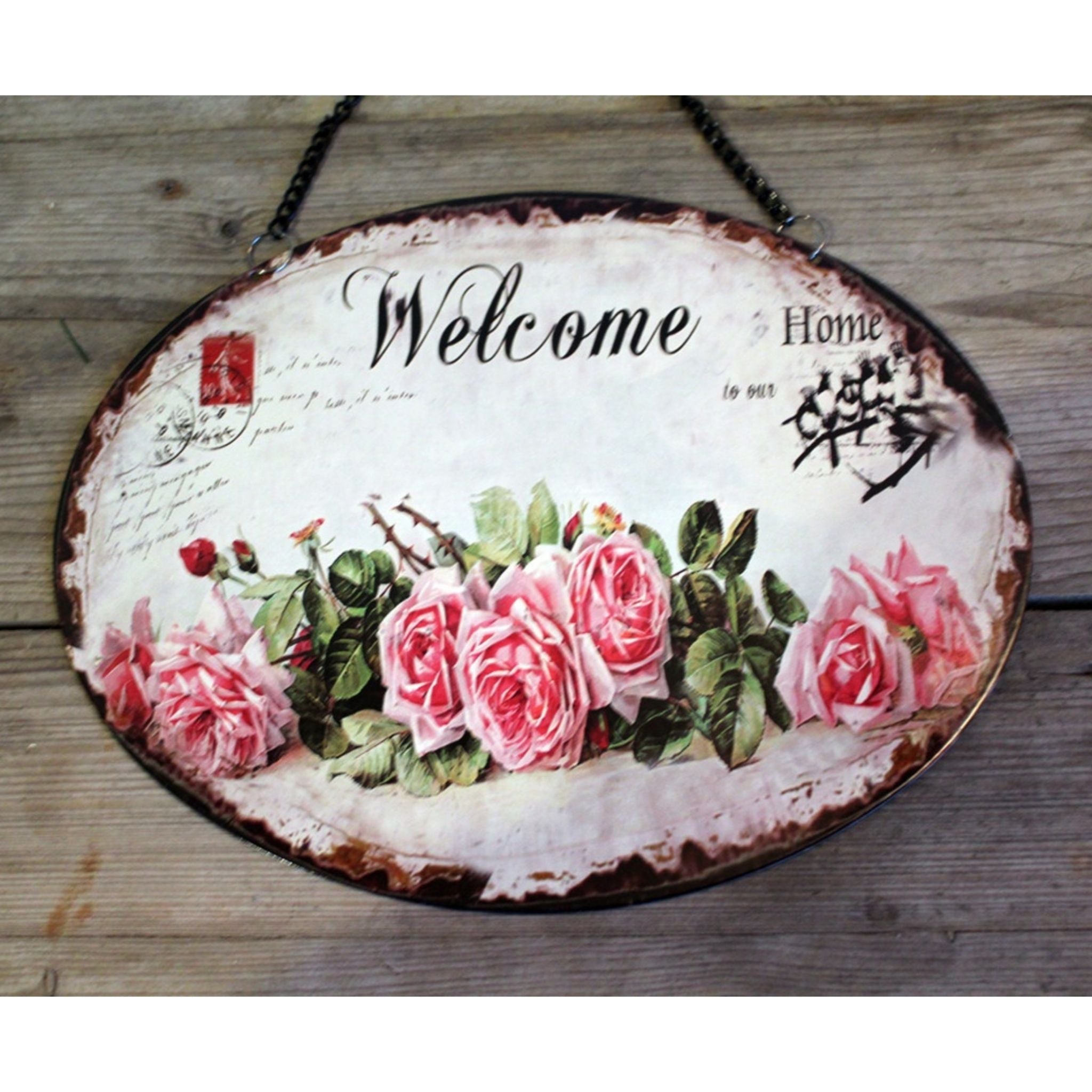 Shabby Blechschild Welcome Willkommen Vintage