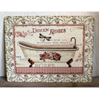 Shabby Blechschild Rosen Bad Vintage 33x25cm