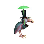 Rabe Gartenfigur mit Schirm Metallfigur 27cm