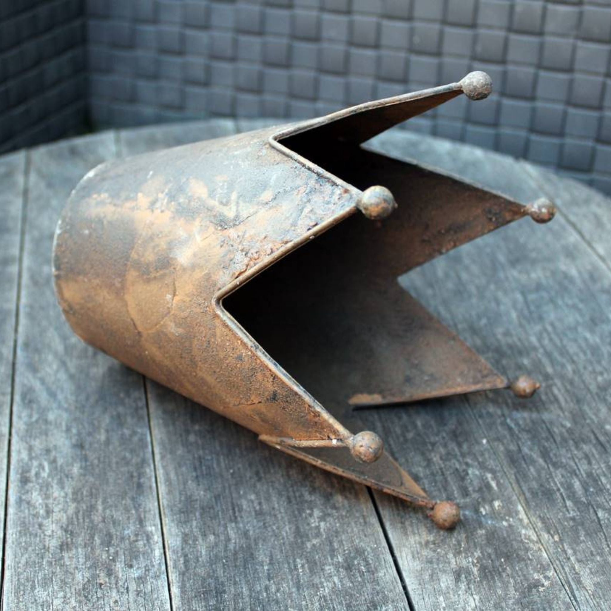 Krone Übertopf Rost H17,5cm