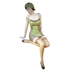 Retro Kantenhocker Dame Nostalgie Figur 29 cm