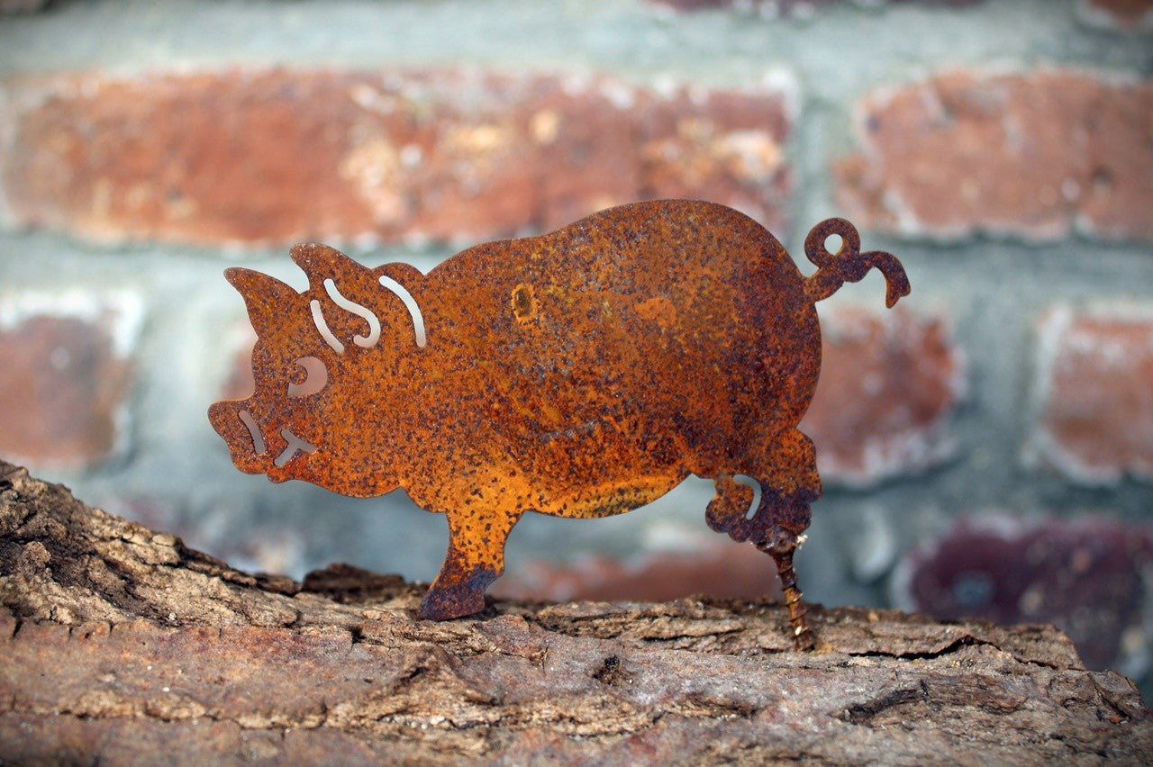 Gartenstecker Schwein Edelrost