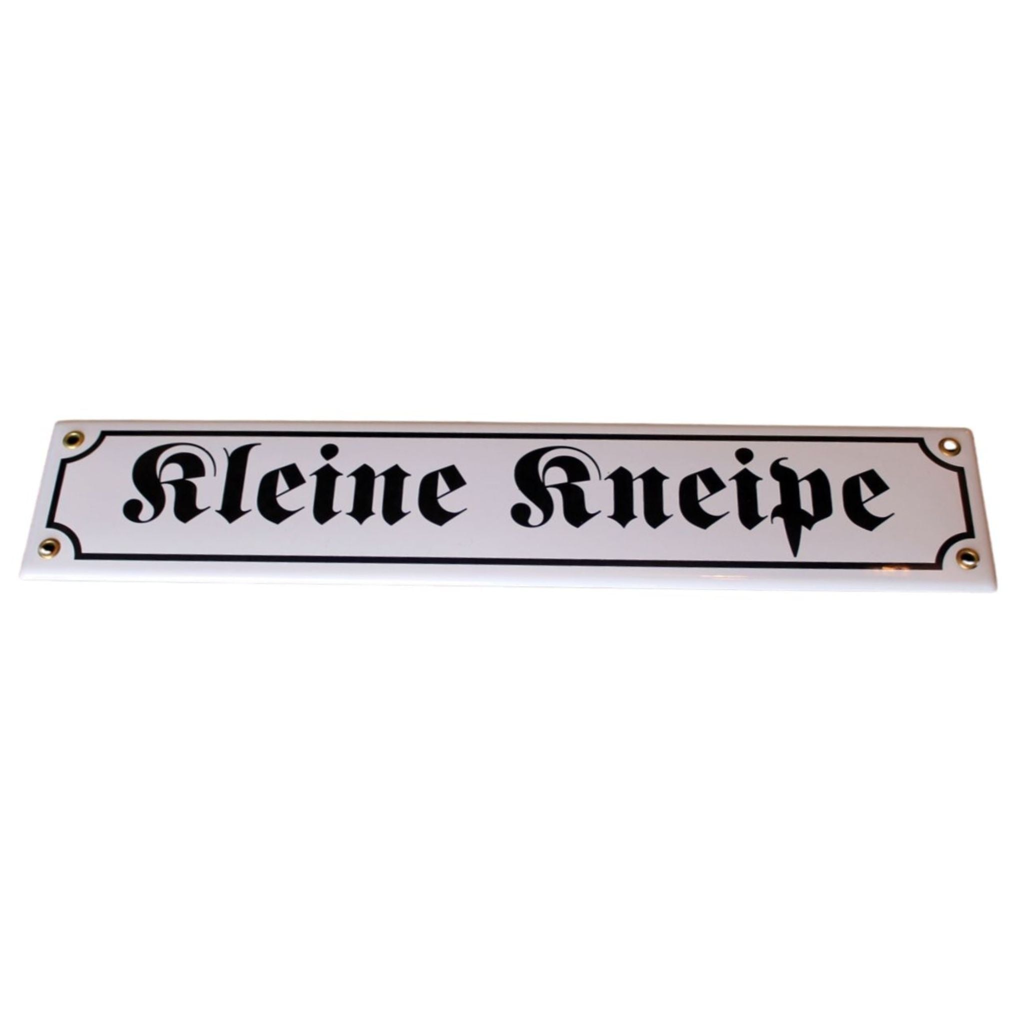 Emaille Schild Kleine Kneipe Weiß Schwarz 40x8cm