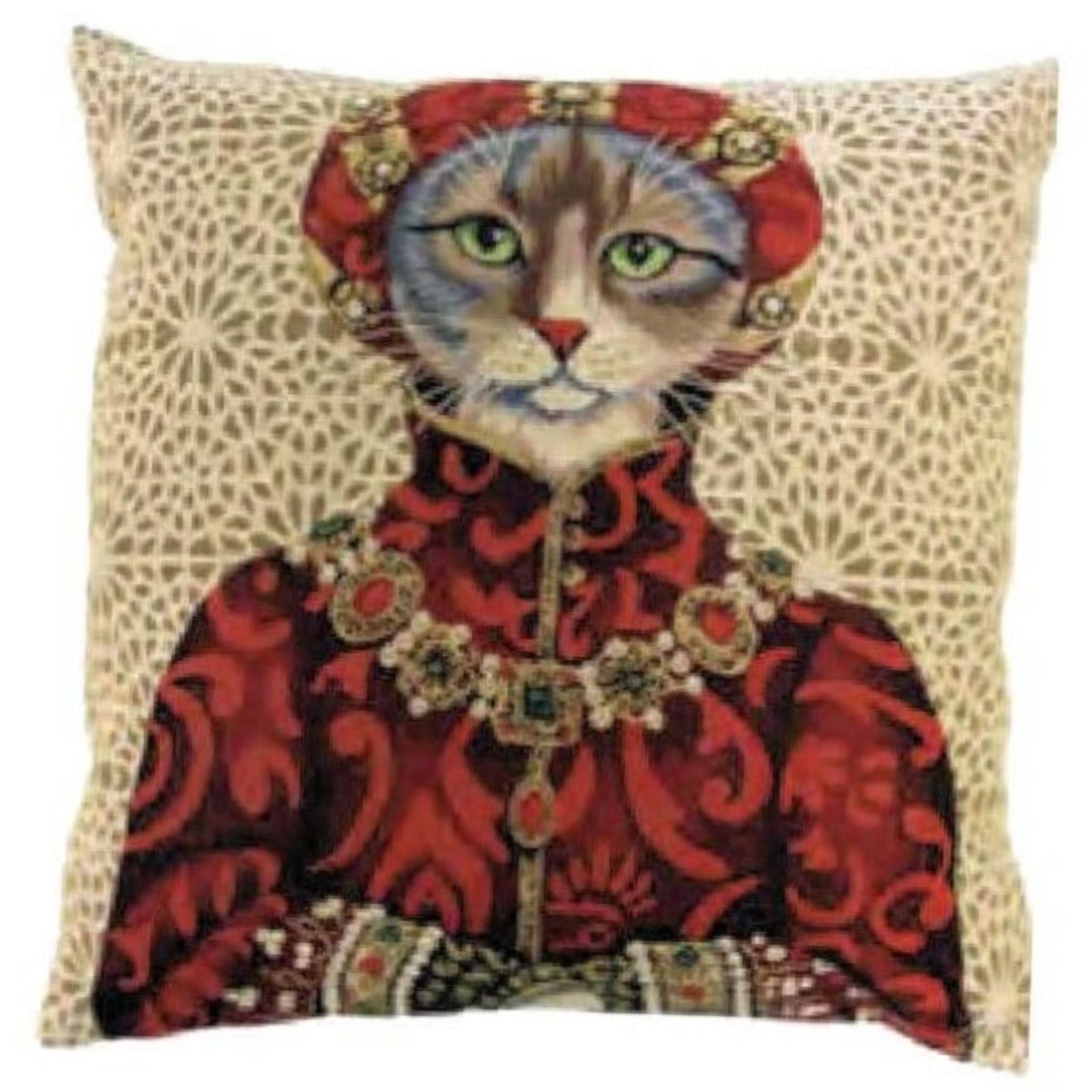Gobelin Kissen Katze Mittelalter Zierkissen incl Füllung