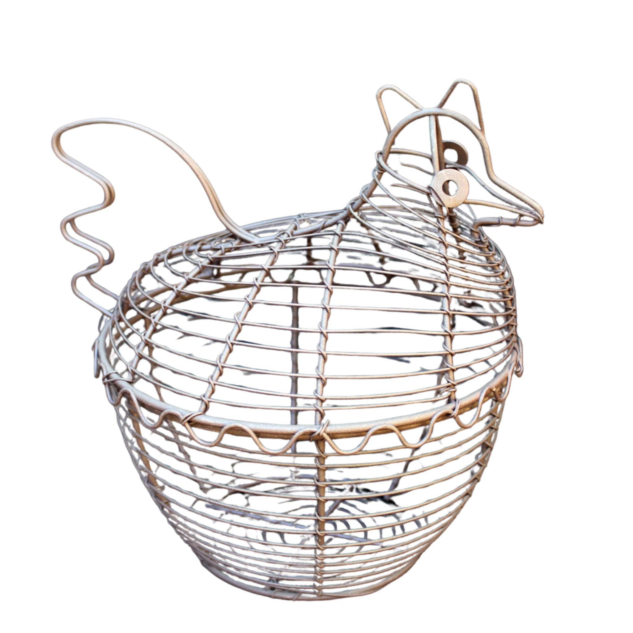 Eierkorb Henne antikbraun Huhn Küchendeko Aufbewahrung