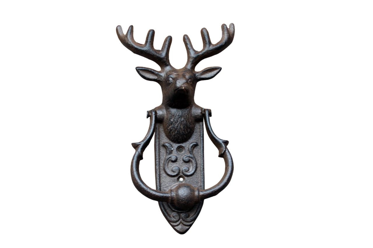 Türklopfer Hirsch Antikbraun Gusseisen Landhausstil H22 cm