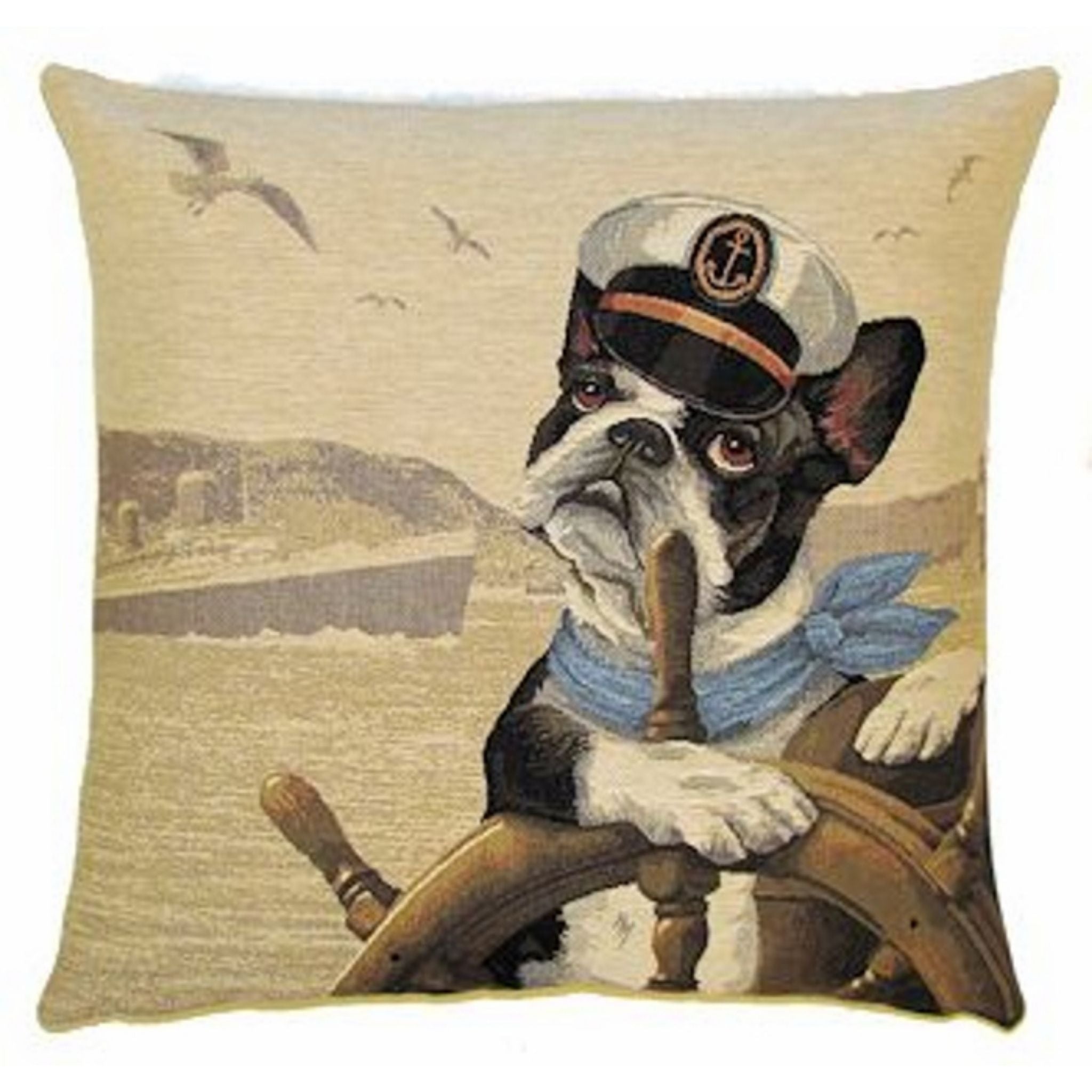 Gobelin Kissen Boston Terrier Ahoi Dekokissen 45x45 cm