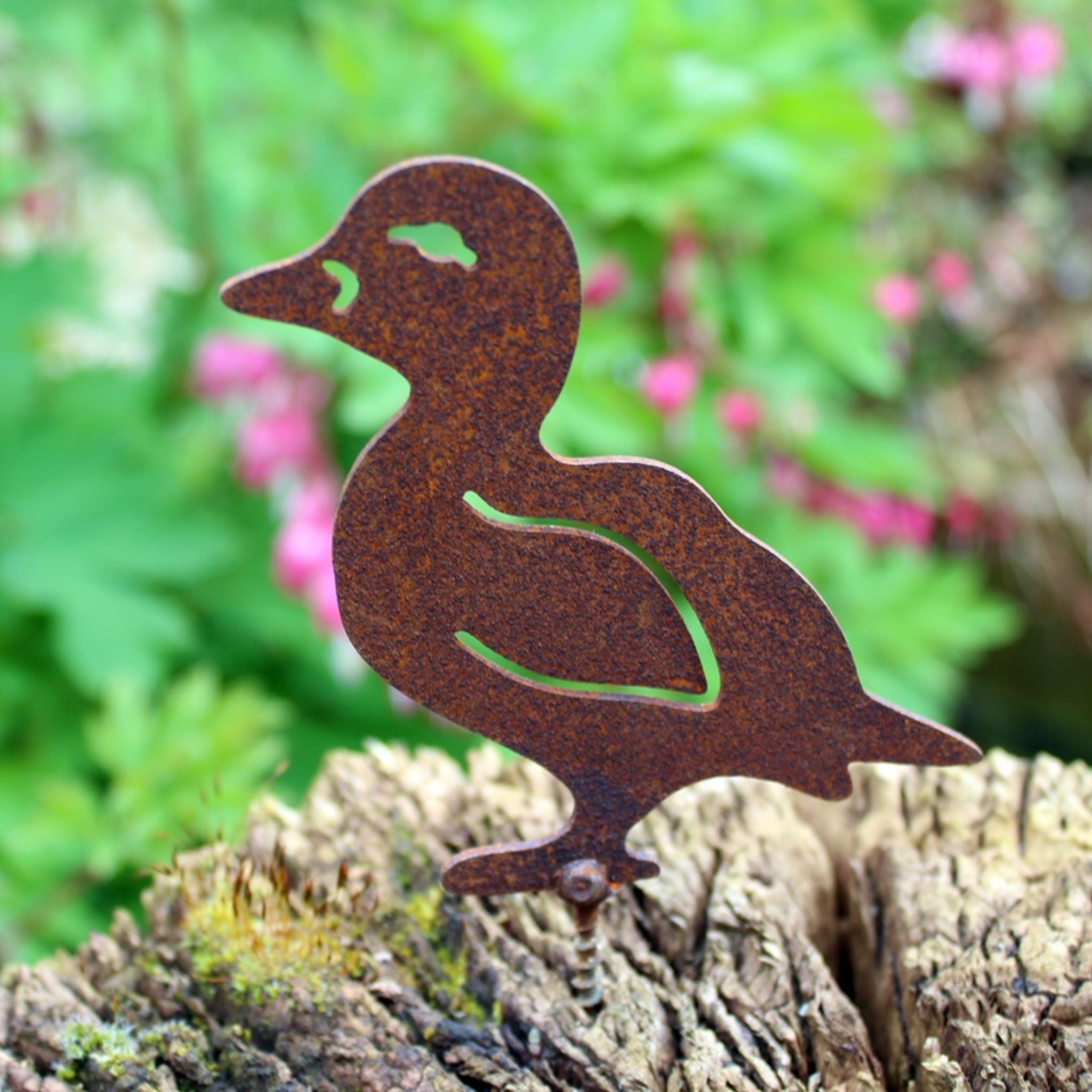 Gartenstecker Edelrost Ente klein