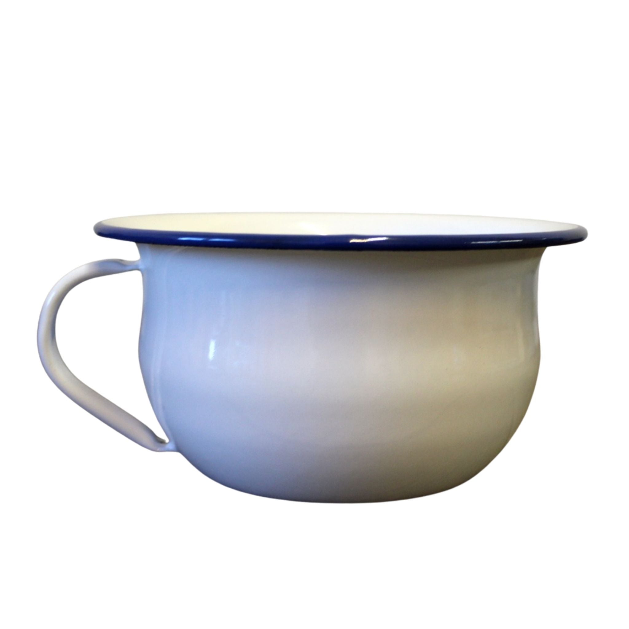 Emaille Nachttopf Weiß Blau im Nostalgie-Stil 18cm