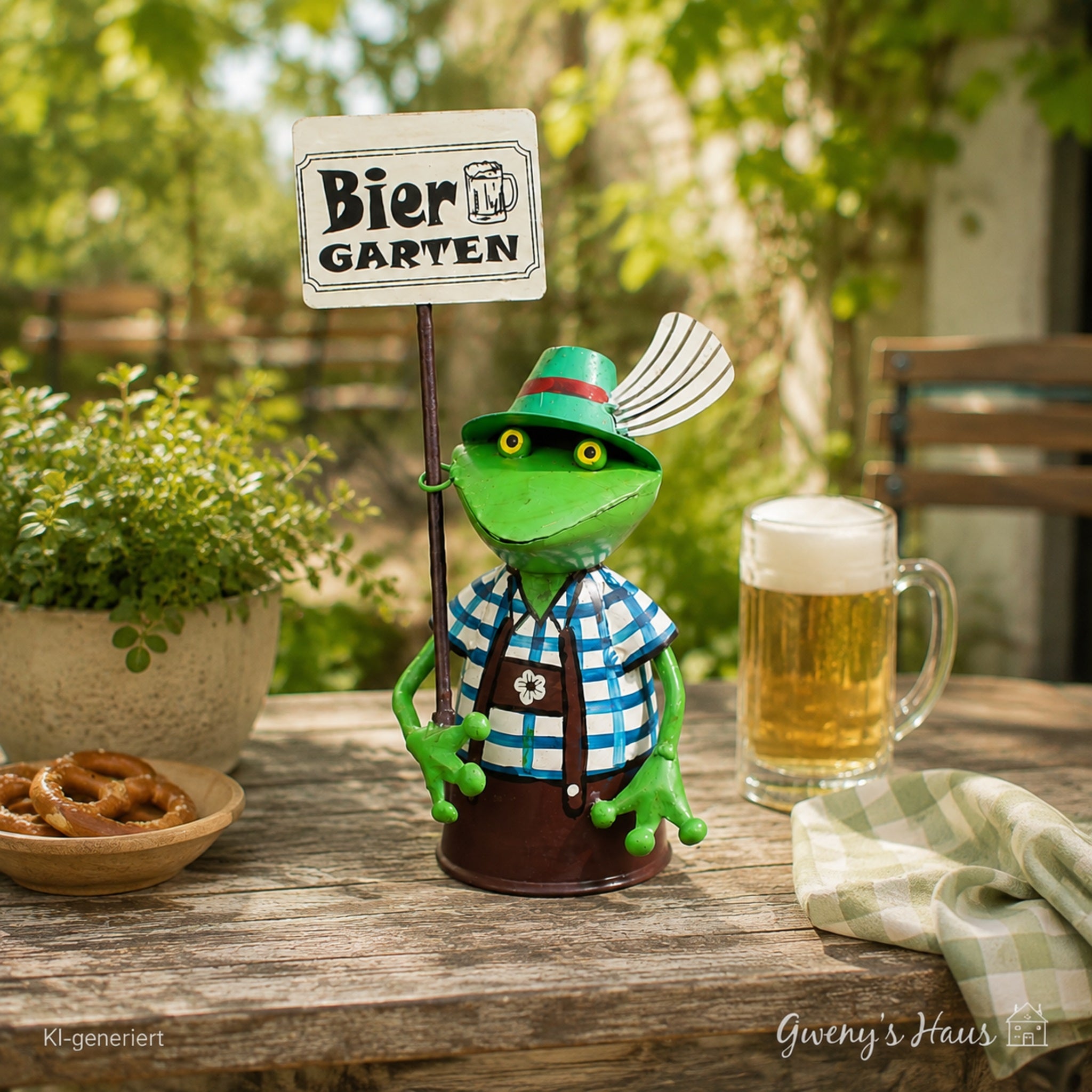 Zaunhocker Frosch Biergarten Sepp Gartenfigur 28cm