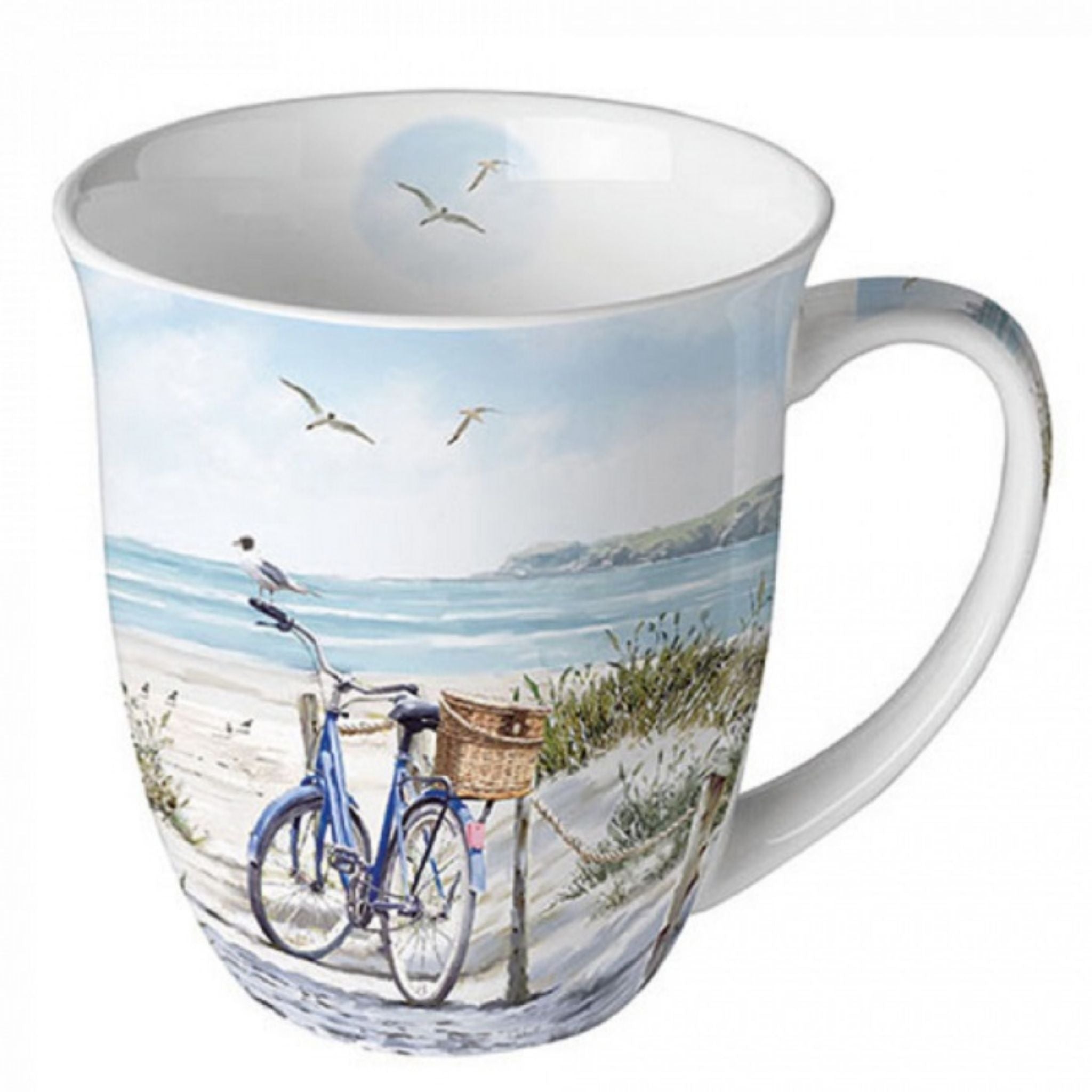 Porzellan Tasse Fahrrad am Strand Maritimer Stil 0,4L