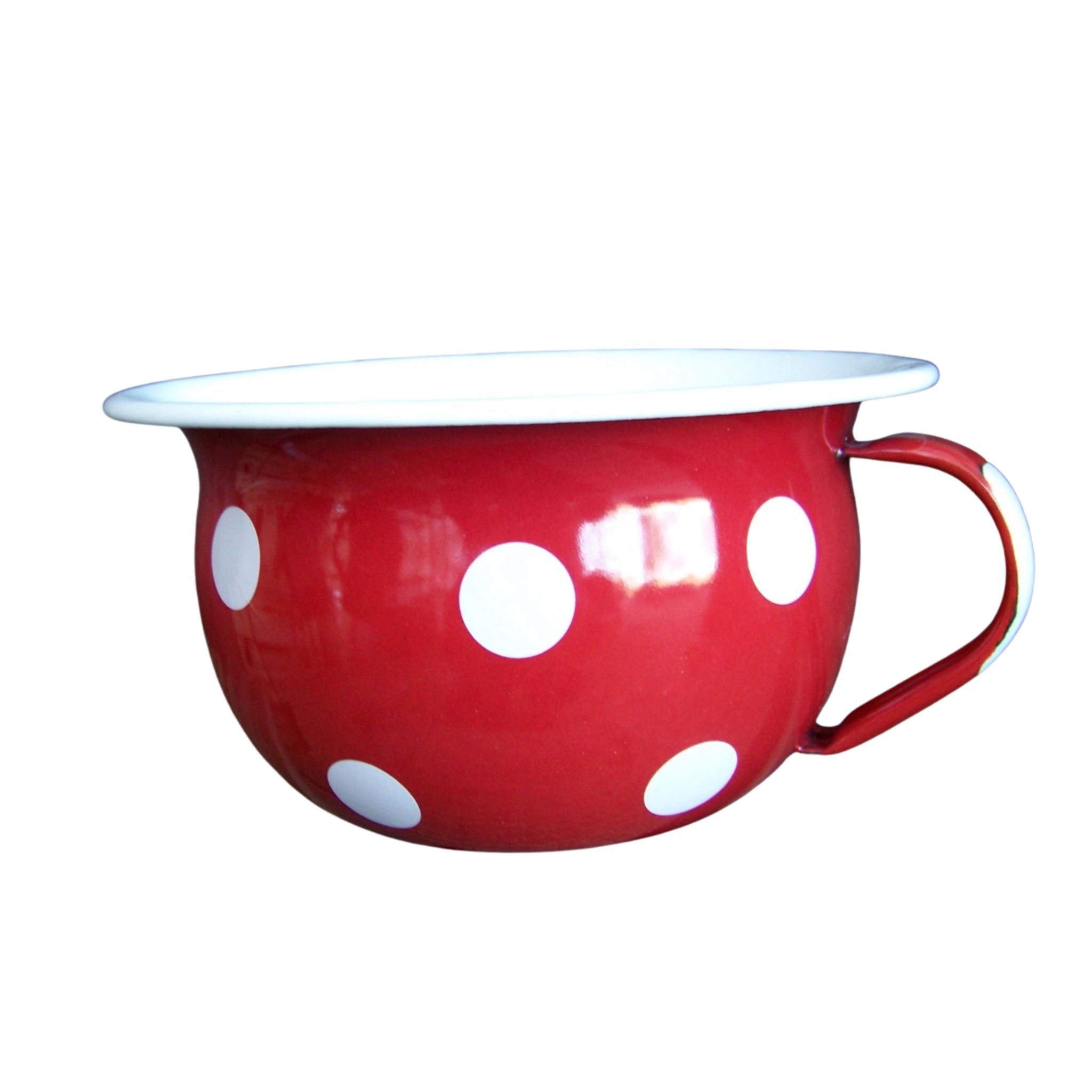 Emaille Nachttopf Rot Weiß gepunktet Vintage 18 cm