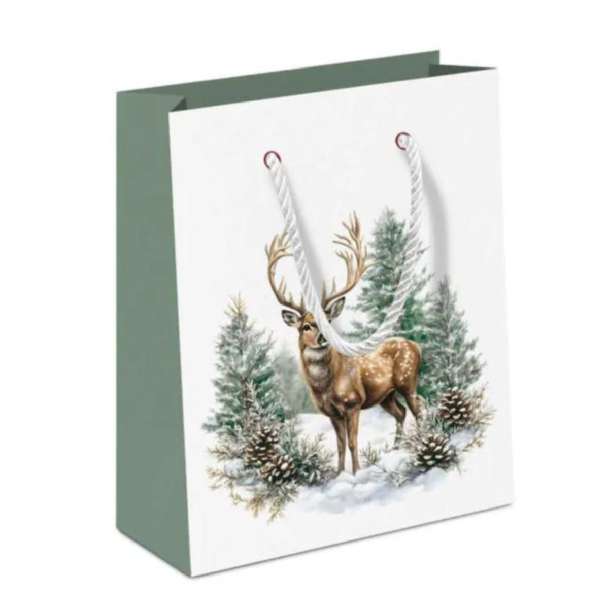 Geschenktasche Weihnachten Hirsch im Winterwald 22 cm